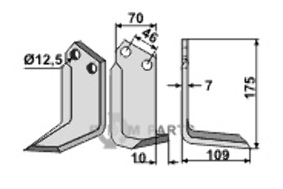 Blade, right model fitting for Sovema 900111007
