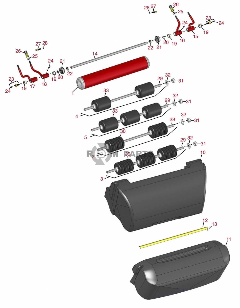 Replacement parts for Toro 3050 Pull frame rollers & Basket