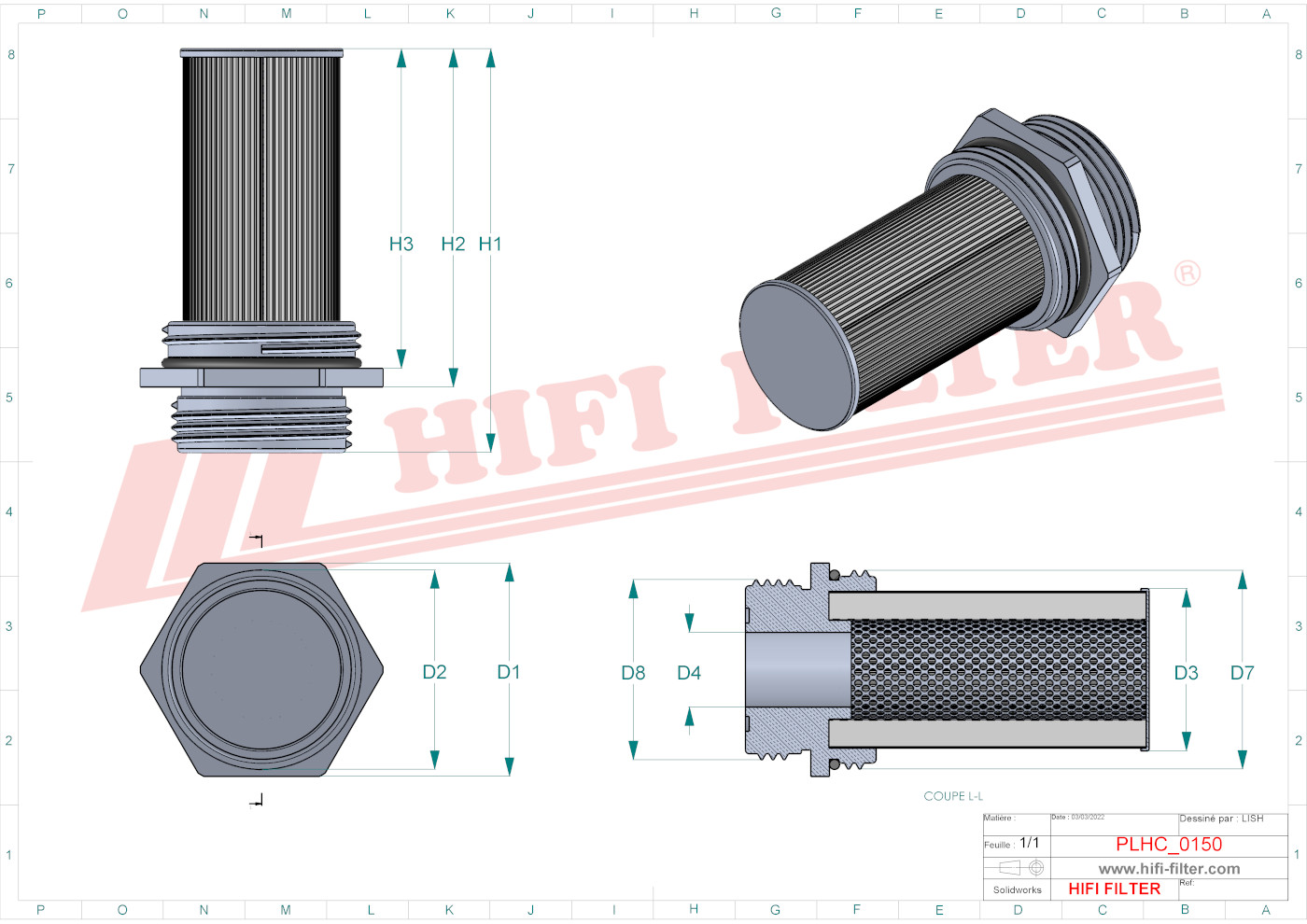 Hydraulic filter passend voor hydac 0060 smd 125w