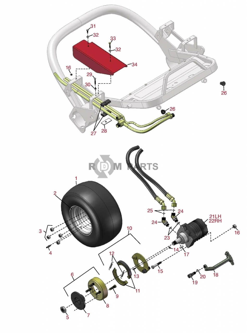 Replacement parts for Toro 3100 Wheel & Brake
