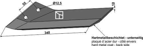 Replacement wing hard metal - left fitting for Lemken Kristall 3374533