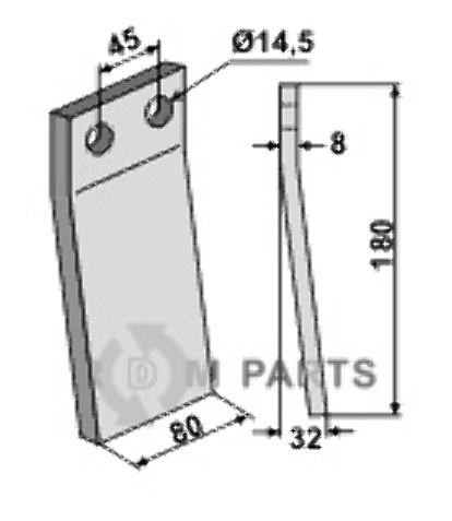 Rotary tine fitting for Maletti 1101077 Rotary tine fitting for Maletti 1101077