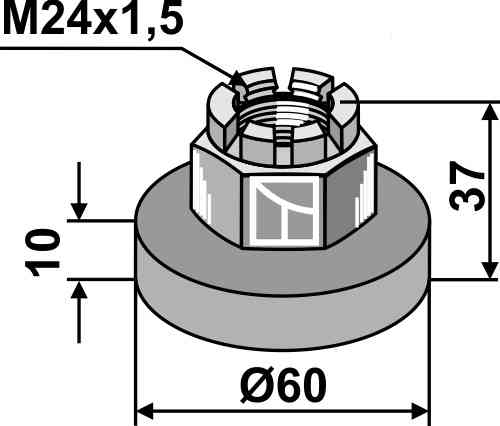 Washer with hexagon castle nut