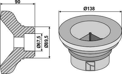 Flange intern Ø138 fitting for Quivogne EMB23641