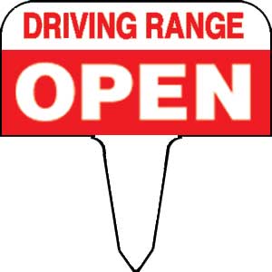 Sign - driving range open