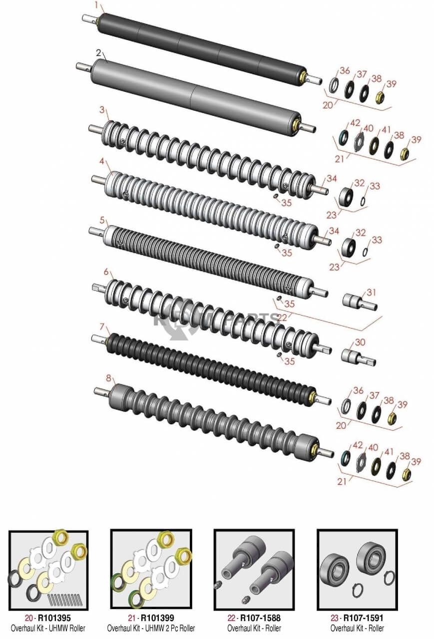 Replacement parts for Front rollers SPA Model 04472 04473 04482 04483