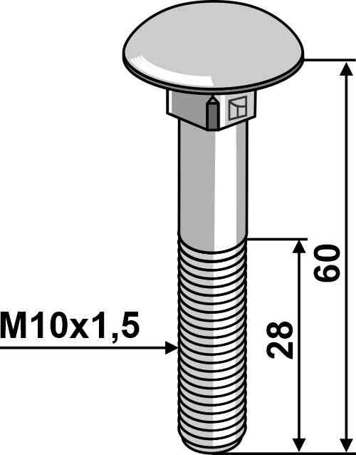 Flachrundschraube M10 verzinkt ohne Mutter geeignet für Lemken 3011717