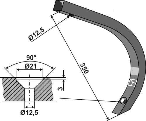 Tine fitting for Farmet Kompaktomat 3002818