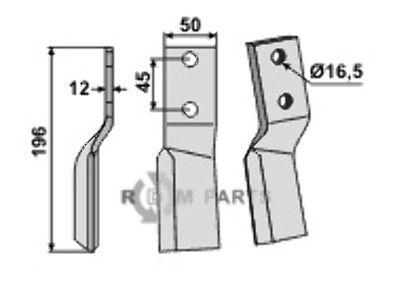 Rotary tine, left model fitting for Celli 422631