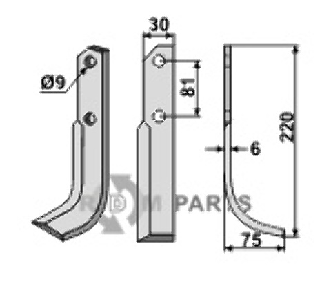 Blade, right model fitting for Bertolini 671013