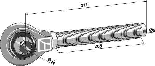 Tie-rod 1.3/4'' - right thread