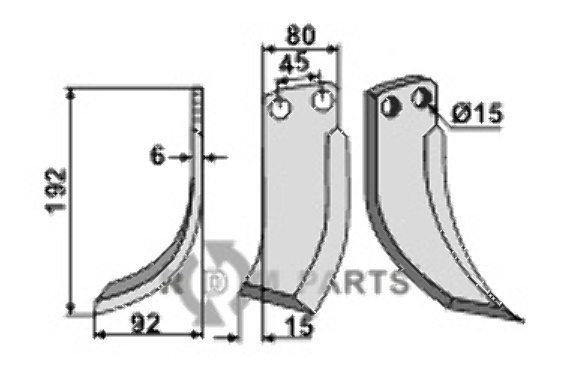 Blade, left model fitting for Eberhardt 1571