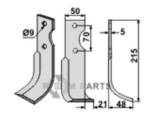 Blade, right model fitting for Agria Typ 6000