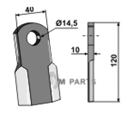 RDM Parts Gerades Messer geeignet für Agrimaster 3008349