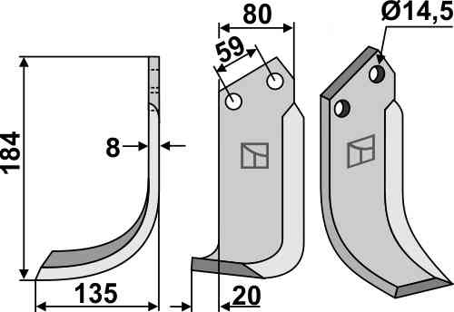 Blade, left model fitting for Tortella 2915S