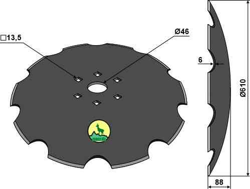 Notched disc - Ø610x6 31-0746