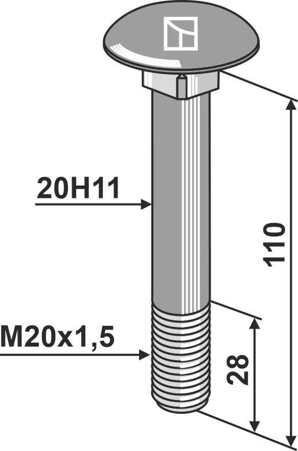 Bræddebolt m20x1,5x110 - 10.9 63-dÜc-911