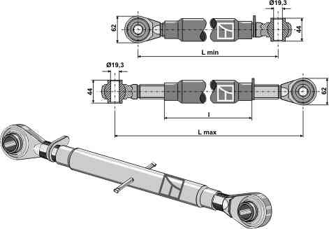 Oberlenker mit gehärteten Kugelaugen M27 x 3