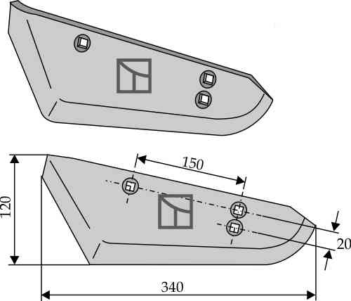 Beet lifter share, left model