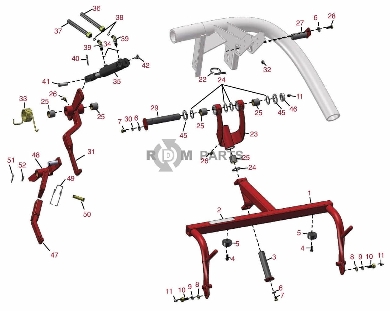 Replacement parts for Toro 3050 Pull frame Rear