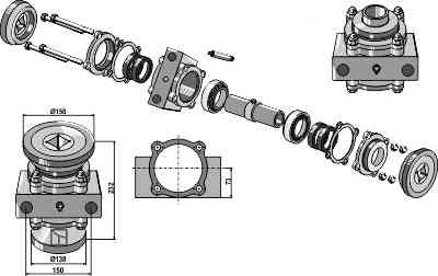 Bearing compl. for 40x40 square shafts