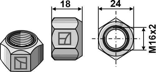 All-metal nut with squeezing device M16 - DIN980 galv. 10.9