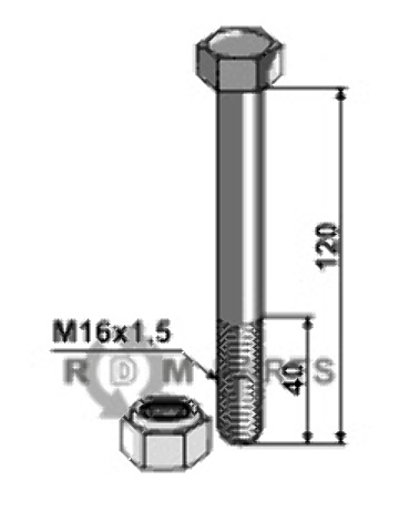 Bout met borgmoer - m16x1,5 - 10.9 63-16120