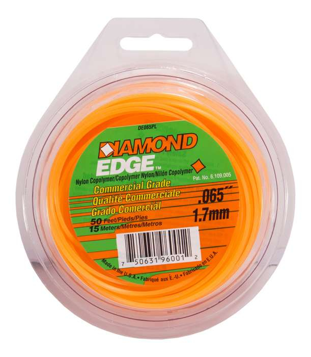 Trimmer line diamond edge™ shaped orange 50' loop .065" / 1.7mm
