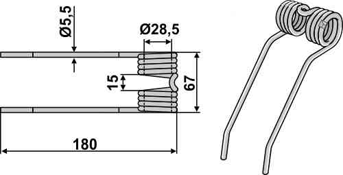 Hay tine - galvanized fitting for Mc Hale CTN00008