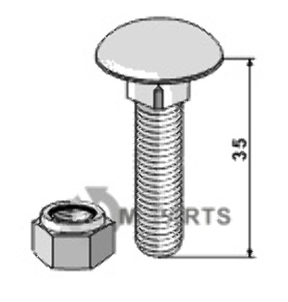 Saucer-head screw with self-locking nuts m10 x 1,5x35 - 8.8 51-1030