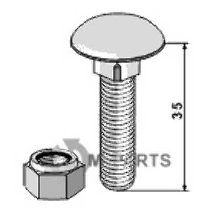 Bræddebolt m10x1,5x35 - 8.8 m. låsemøtrik 51-1030