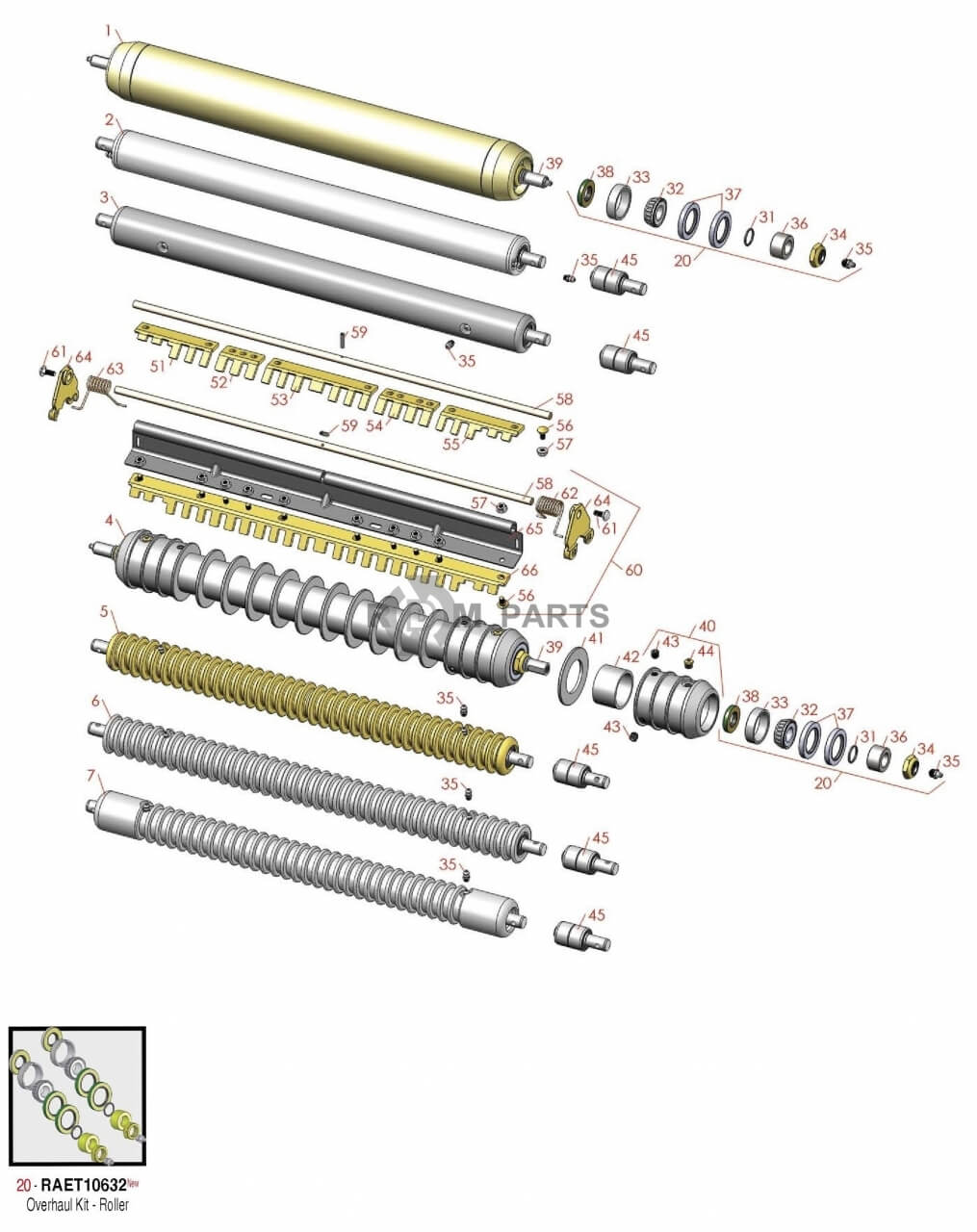 Replacement parts for 7700 & 8700 Rollers vanaf serie nummer 020001