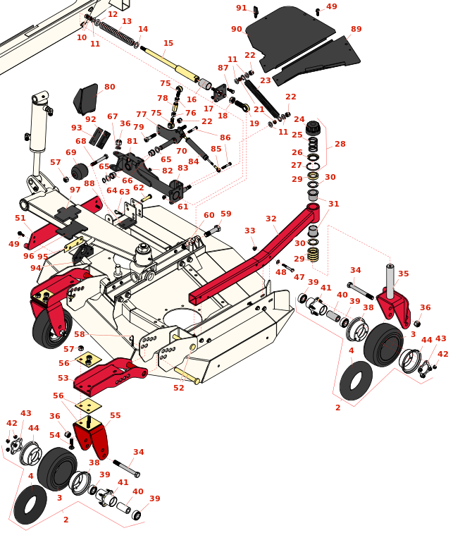 Toro Groundsmaster 4010-D Left-Hand Deck Arms and Wheels Toro Groundsmaster 4010-D Left-Hand Deck Arms and Wheels