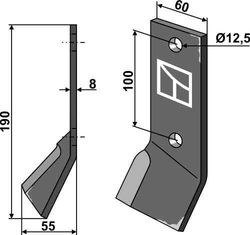 RDM Parts Klepelmes, rechts