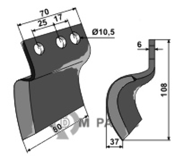 RDM Parts Mes voor grachtenfrees - links