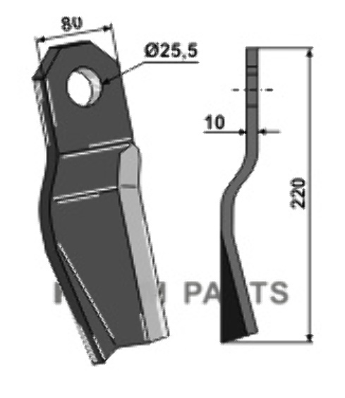 RDM Parts Gedrehtes Messer - linke Ausführung geeignet für Röll 690609 / 308893