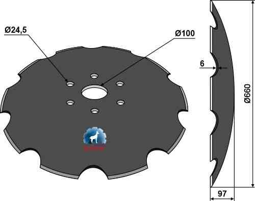 Getande schijf - Ø660x6 passend voor Grizzly D26DSB26