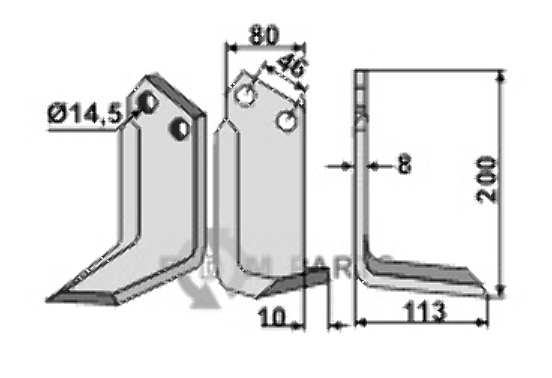 Blade, right model fitting for Sovema 900111018