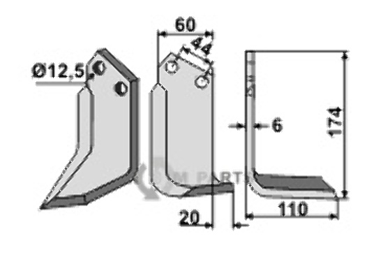 Blade, right model fitting for Celli 522602