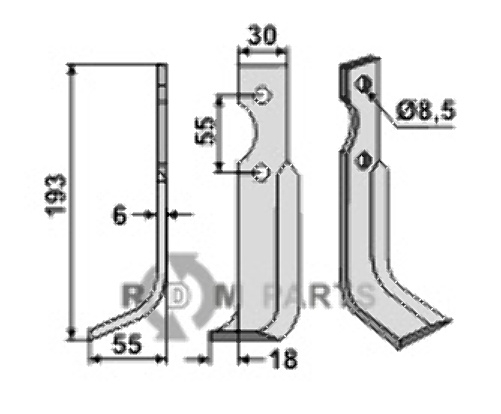 Blade, left model fitting for B.C.S. 59276