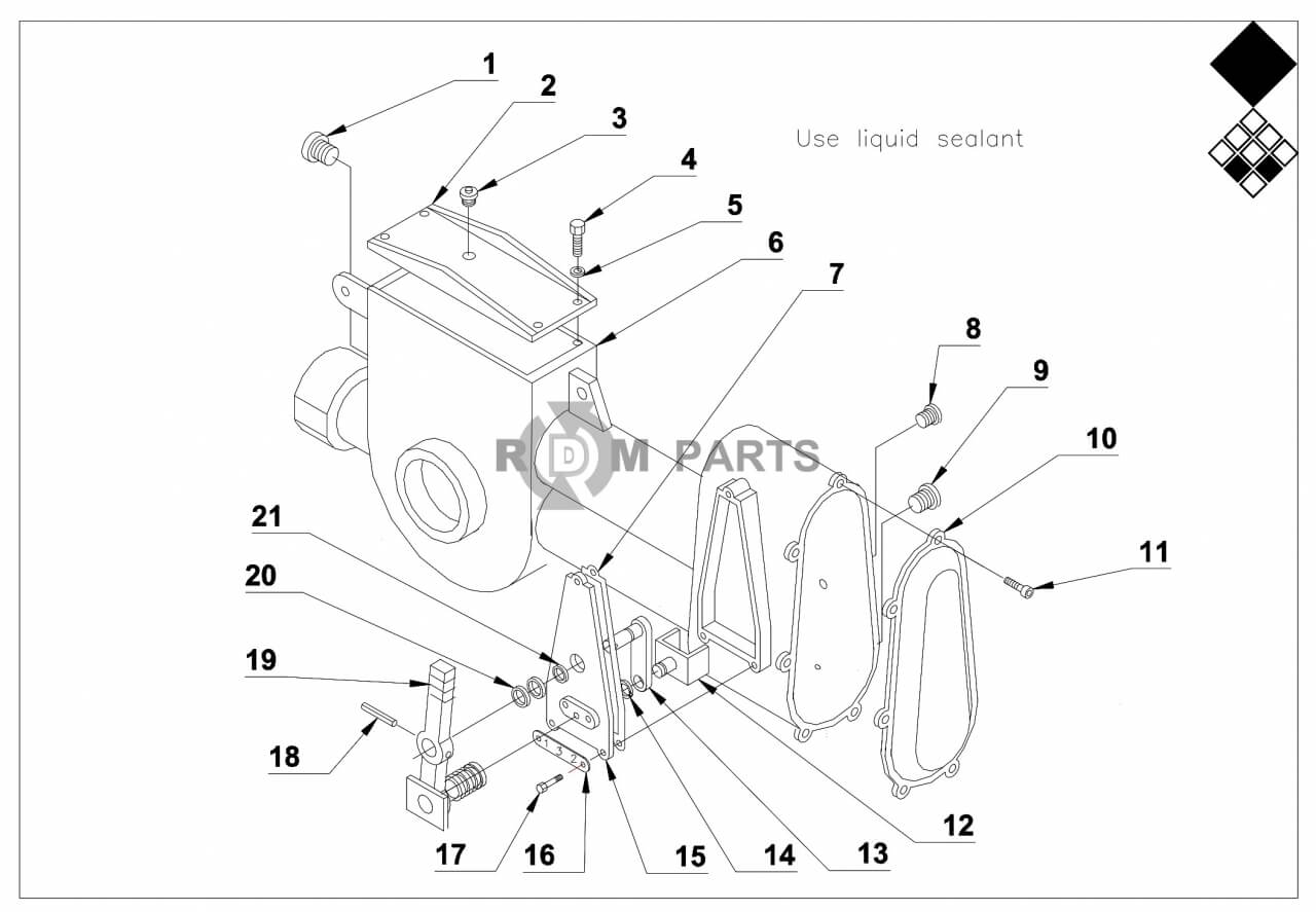 Replacement parts for VD7316 Transmissiehuis