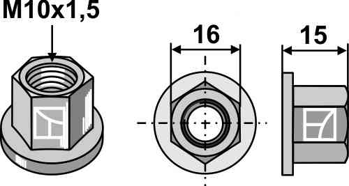 Hexagon flange nut - M10x1,5