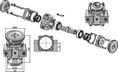 Bearing compl. for 40x40 square shafts fitting for Rau RJ50/0501310 - RF28495