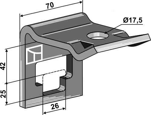 Clamp for  tine 25 x 25