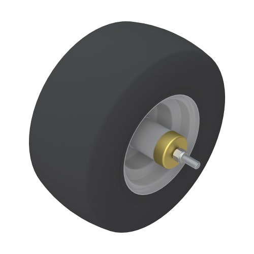Tire & wheel - 13x6:50-6 smooth semi pneumatic
