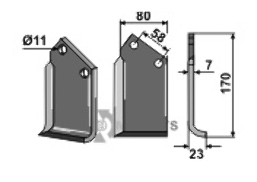 Blade, right model fitting for Howard 650321