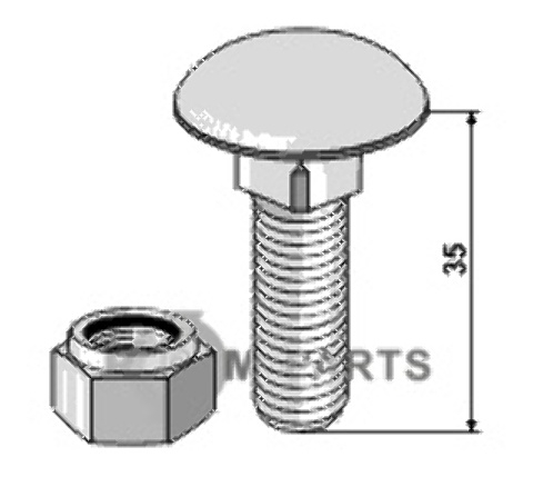 Saucer-head screws with self-locking nuts m12 x 1,75 x35 - 8.8 51-1026