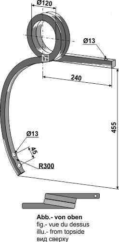 Double coil spring, right fitting for Maschio / Gaspardo F20120366