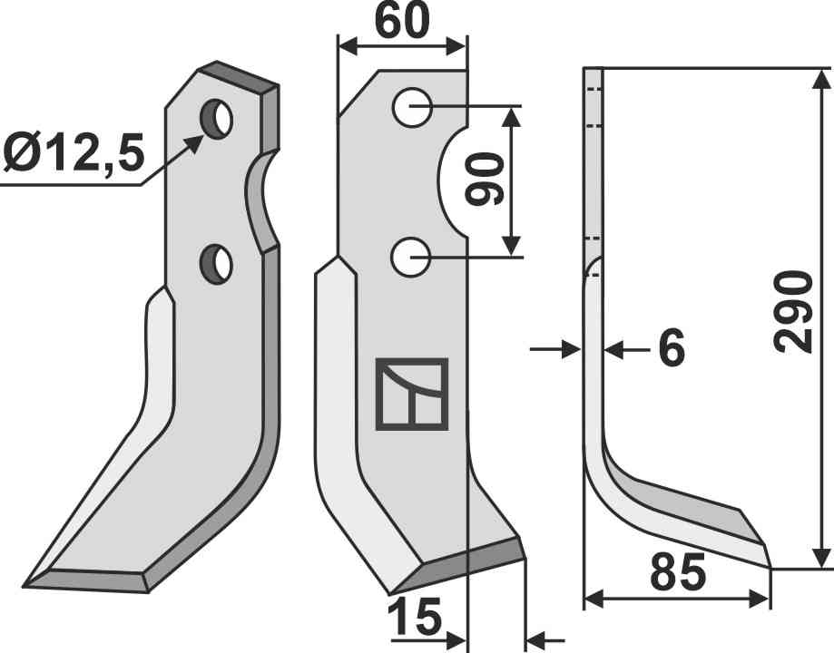 Blade, right model fitting for Pegoraro TL 3300/1