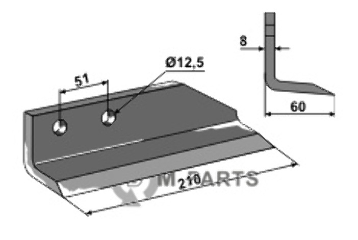 RDM Parts Trencher blade - right model fitting for Dondi 607002